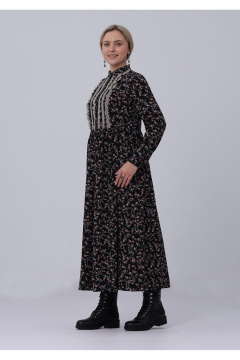 Платье Полинушка 682/1 розочки на черном - фото 2