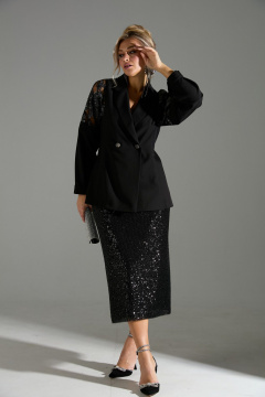 Жакет, юбка LM К72042 черное_кружево - фото 4