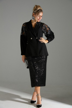 Жакет, юбка LM К72042 черное_кружево - фото 1