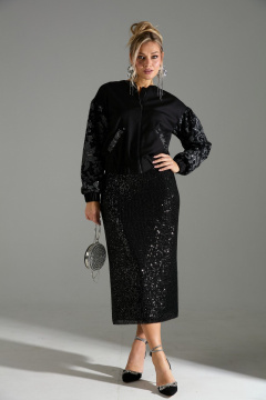 Бомбер, юбка LM К168042 черный - фото 3