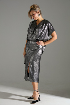 Блуза, юбка LM М94 серый_шиммер - фото 3