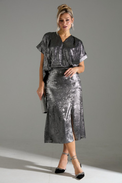 Блуза, юбка LM М94 серый_шиммер - фото 1