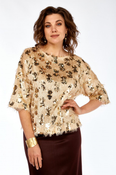 Блуза, юбка Ольга Стиль Л-433 золото-коричневый - фото 4