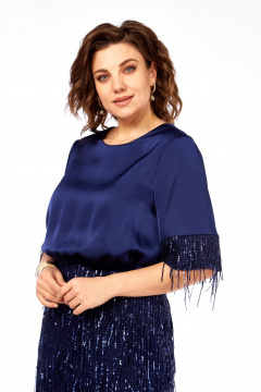 Платье Ольга Стиль С-982 синий - фото 3