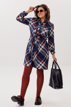 Платье Anelli 1769 кобальтовый_тартан - фото 3