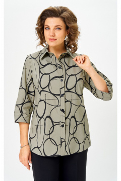 Блуза БелЭльСтиль 877-3 26 22 олива-черный - фото 2