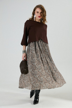 Платье NikVa 740-20 шоколад_шоколадная абстракция - фото 3