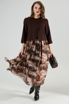 Платье NikVa 1007-1 шоколад_тигровая абстракция - фото 4