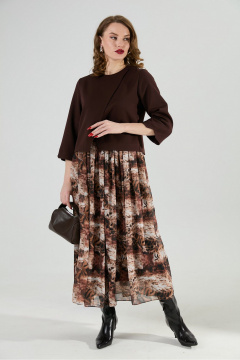 Платье NikVa 1007-1 шоколад_тигровая абстракция - фото 3