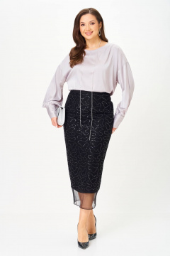 Блуза, юбка Karina deLux M-1416 черный+серый - фото 1