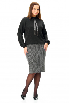 Джемпер, юбка T&N 7713 черный_полоска - фото 4