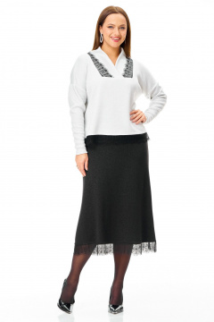 Джемпер, юбка T&N 7722 черный-белый - фото 1