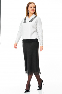 Джемпер, юбка T&N 7722 черный-белый - фото 3