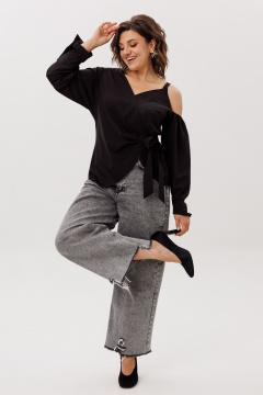 Блуза Anelli 1760 черная_орхидея - фото 5