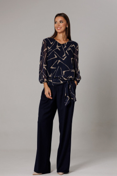 Блуза, брюки Ларс Стиль 1162 сине-бежевый - фото 1