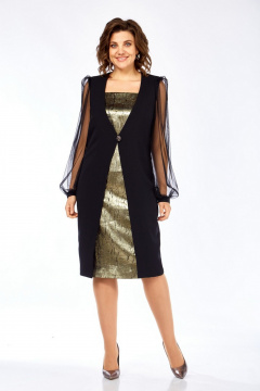 Платье Милора-стиль 1417 черный+золото - фото 1