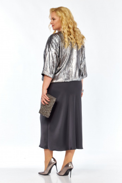 Блуза, юбка Элль-стиль 2449 серебро_серый - фото 5