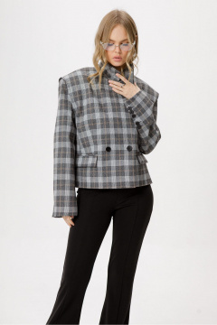 Брюки, жакет PiRS 6458 серый+черный - фото 1