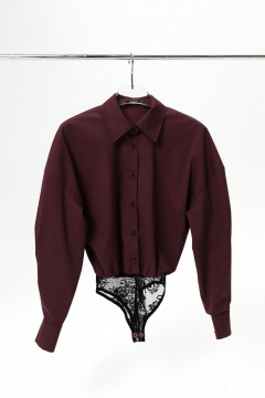 Брюки, рубашка PiRS 6478 марсала+черный - фото 3