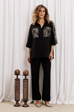 Блуза, брюки Gizart 5440 черный, золото - фото 1
