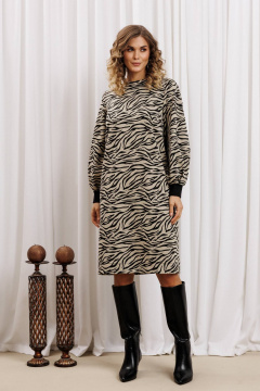 Платье Gizart 7385/1 бежево-черный тигр - фото 1