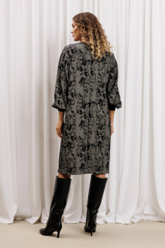 Платье Gizart 7385/1 серо-черный с цветами - фото 5