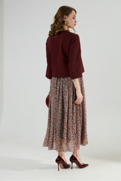 Платье NikVa 1009-1 бургунди и цветы на винном фоне - фото 5