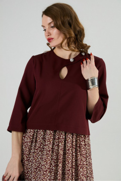 Платье NikVa 1009-1 бургунди и цветы на винном фоне - фото 3