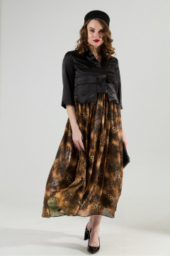 Платье NikVa 514-4 чёрный и кофейный леопард - фото 5