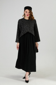 Платье NikVa 740-22 графитовая абстракция и чёрный - фото 1