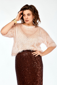 Блуза, юбка Ольга Стиль Л-413 персик-бронза - фото 4