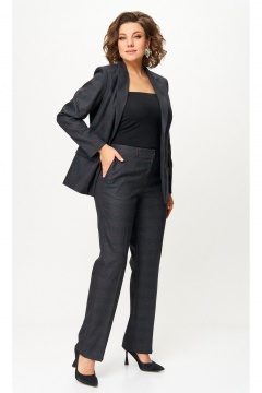 Брюки, жакет БелЭльСтиль 412-3_14_22+609-3_23_22 серо-коричневая клетка - фото 2