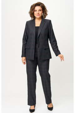 Брюки, жакет БелЭльСтиль 412-3_14_22+609-3_23_22 серо-коричневая клетка - фото 1