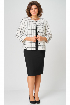 Жакет, юбка БелЭльСтиль 861-2_59_22+557-2_58_22 бело-черный - фото 5