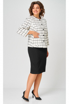 Жакет, юбка БелЭльСтиль 861-2_59_22+557-2_58_22 бело-черный - фото 4