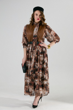 Платье NikVa 1010-1 шоколад_тигровая_абстракция - фото 2