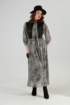 Платье NikVa 1010-1а чёрный/чёрно-белые_ракушки - фото 5
