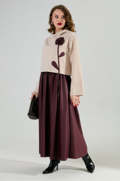 Платье NikVa 924-10 капучино и бургунди - фото 3