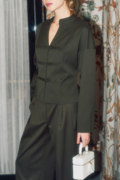 Жакет THE VERY 2437/1 оливковый - фото 5