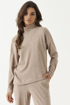 Деловой комплект джемпер и брюки с воротником-стойкой Панда 196120w бежевый - фото 2