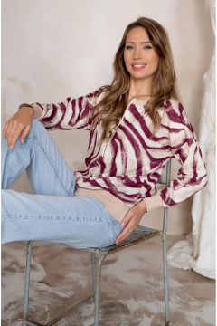 Джемпер Nika.PL 0304601 зебра_бордо - фото 3