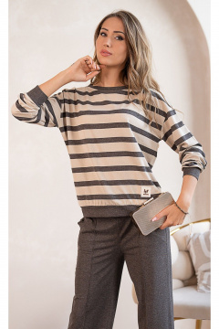 Джемпер Nika.PL 0304703 полоска_бежевый - фото 1