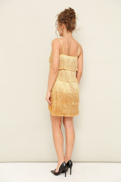 Платье нарядное с V-образной горловиной и бахромой PUR PUR 11-237/2 - фото 4