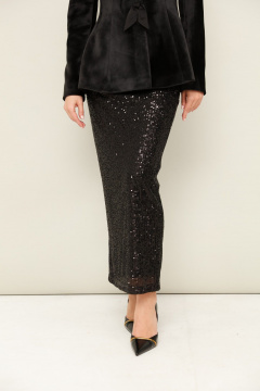 Юбка из пайеток с поясом на резинке и прямым силуэтом PUR PUR 11-255/1 - фото 3