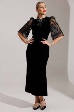 Блуза, брюки Мода Юрс 25-2884 черный_гипюр - фото 2