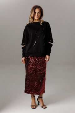 Блуза, юбка Ларс Стиль 1188 черный-красный - фото 1