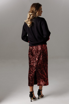 Блуза, юбка Ларс Стиль 1184 черный-красный - фото 4