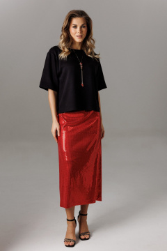 Блуза, юбка Ларс Стиль 1186 черный-красный - фото 5