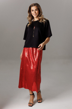 Блуза, юбка Ларс Стиль 1186 черный-красный - фото 1
