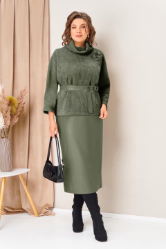 Джемпер, юбка VOLNA 1447 темная-олива - фото 1